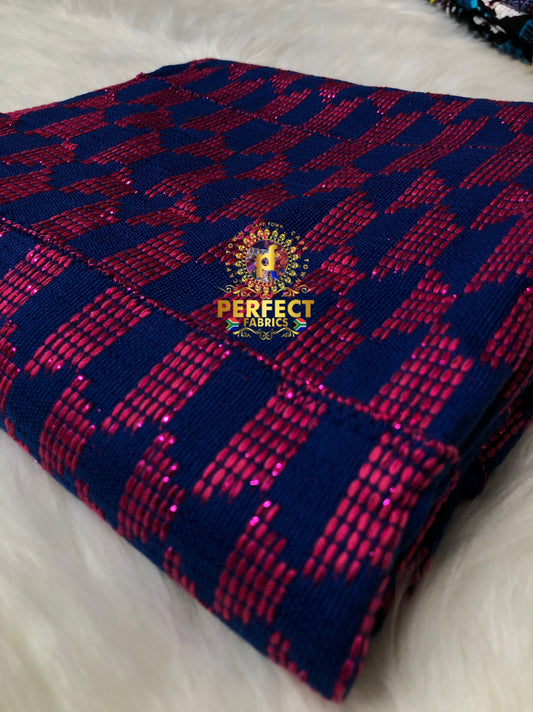 Deep Blue & Pink Ashanti Kente