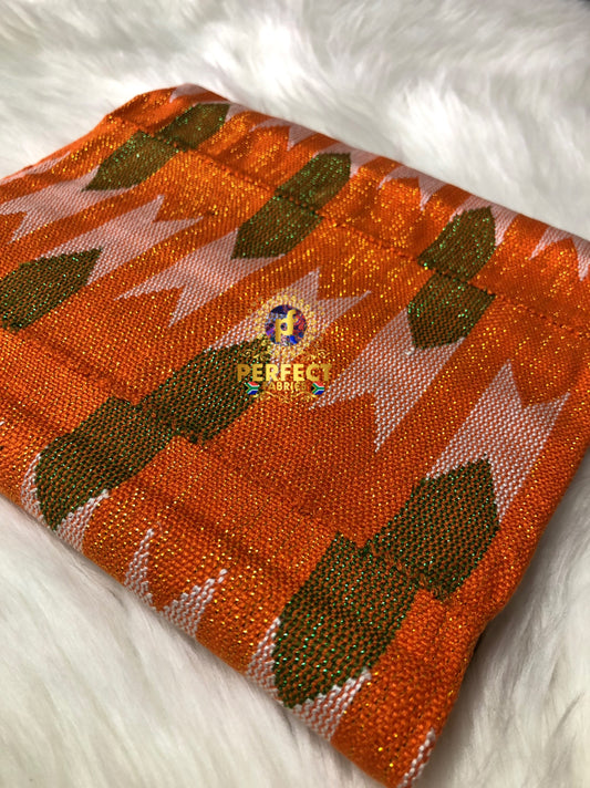 Orange & Green Ashanti Kente