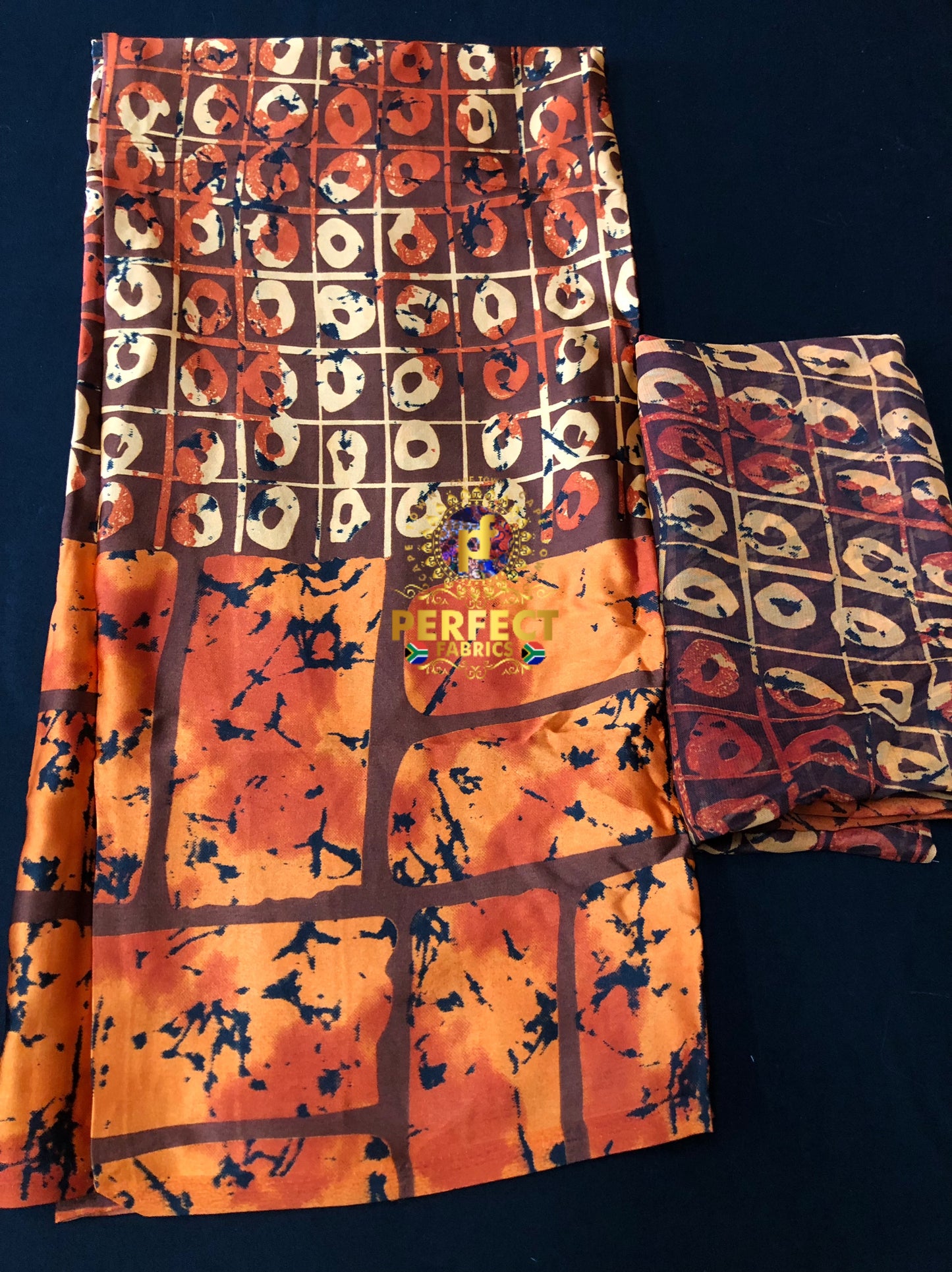 Burnt Orange Adire Silk Set