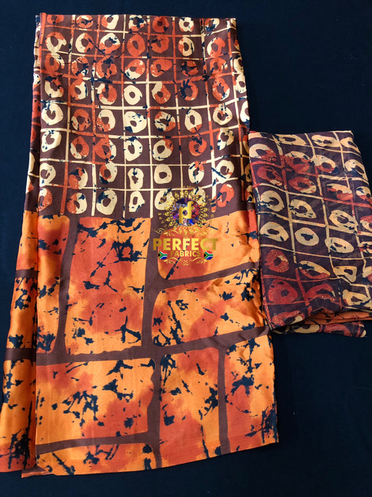 Burnt Orange Adire Silk Set
