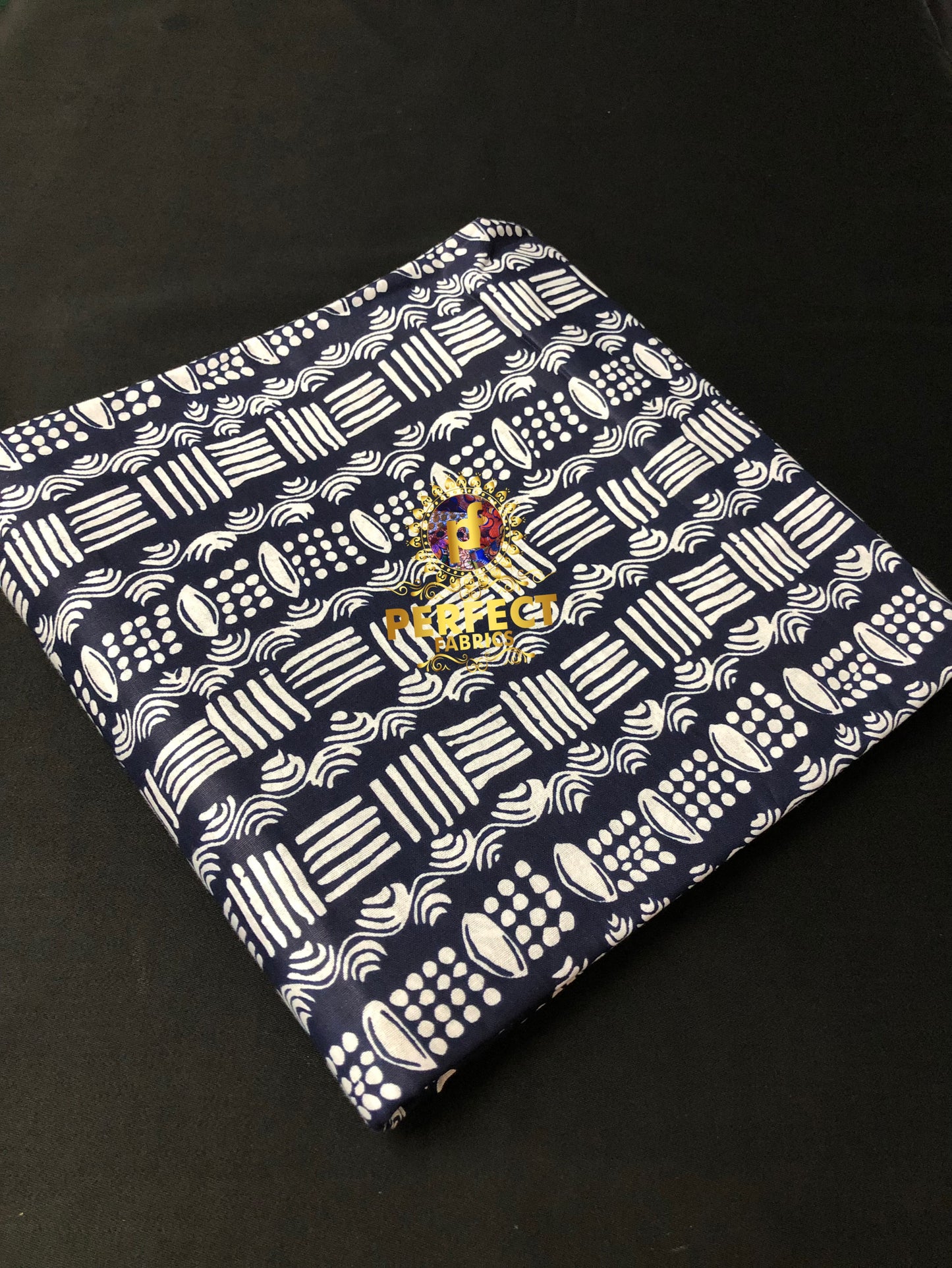 Navy Blue & White Tribal Ankara