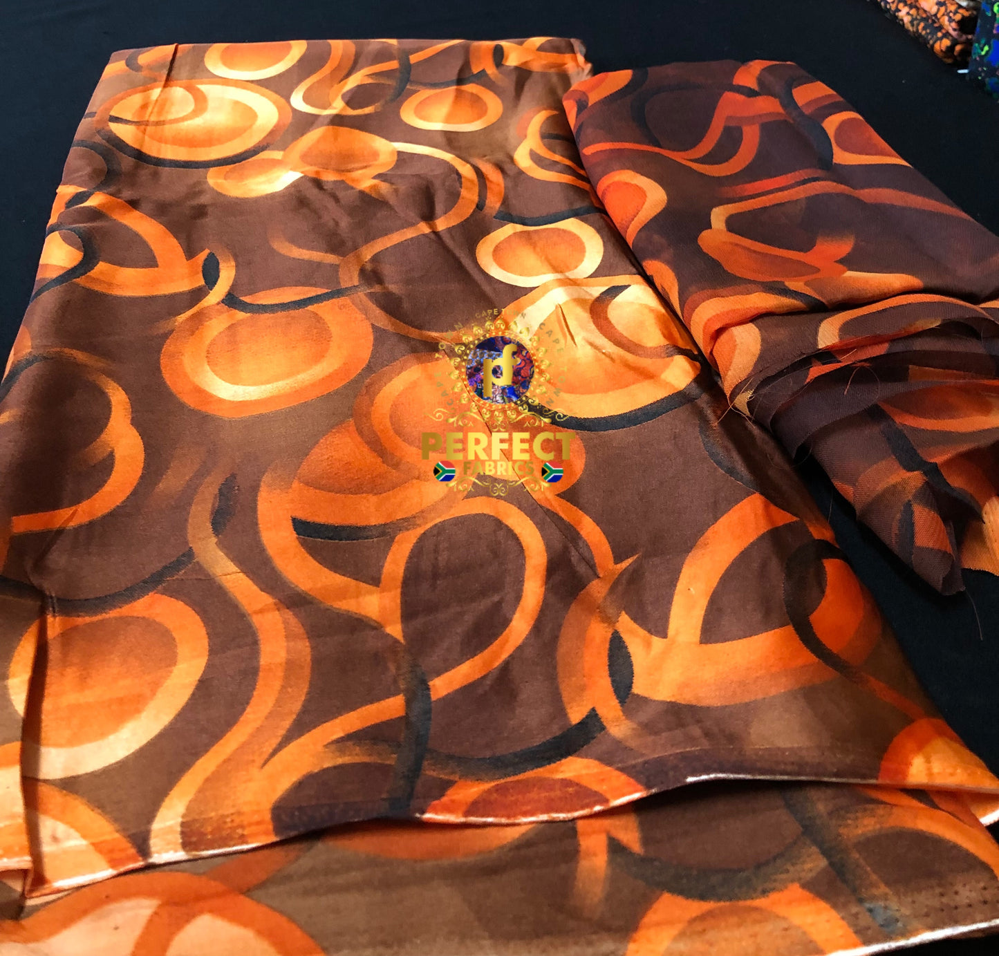 Unique Orange & Brown Tones Silk Set