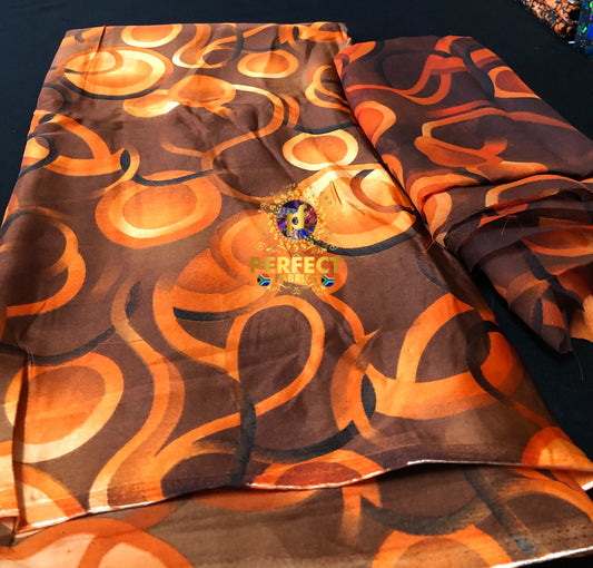 Unique Orange & Brown Tones Silk Set