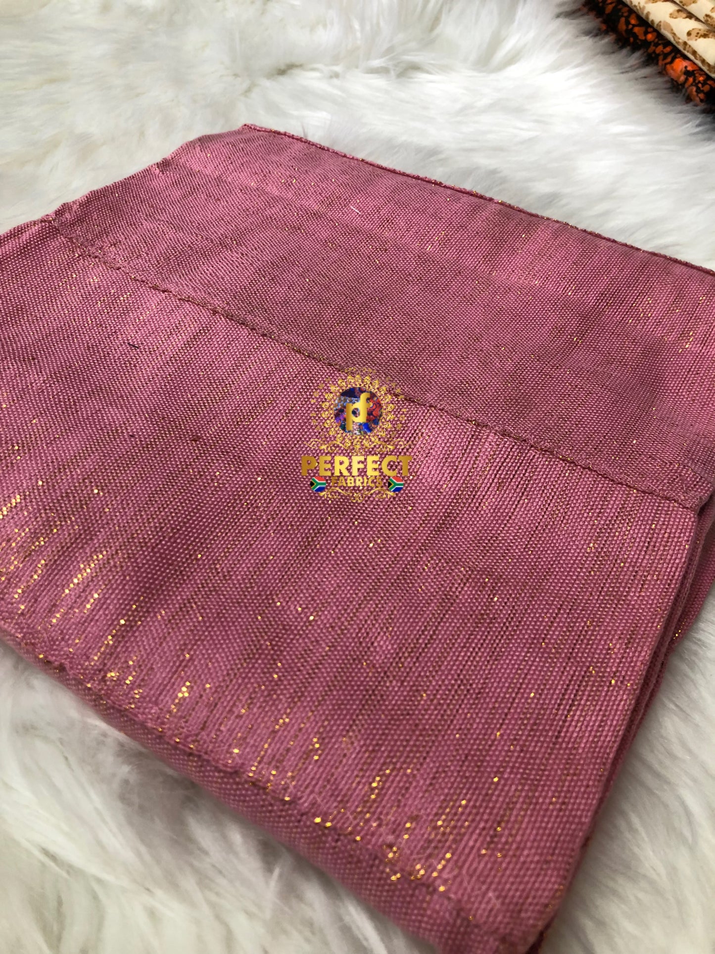 Ashanti- Baby Pink Shimmery Plain Kente