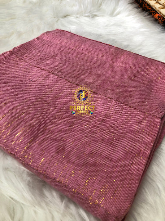 Ashanti- Baby Pink Shimmery Plain Kente