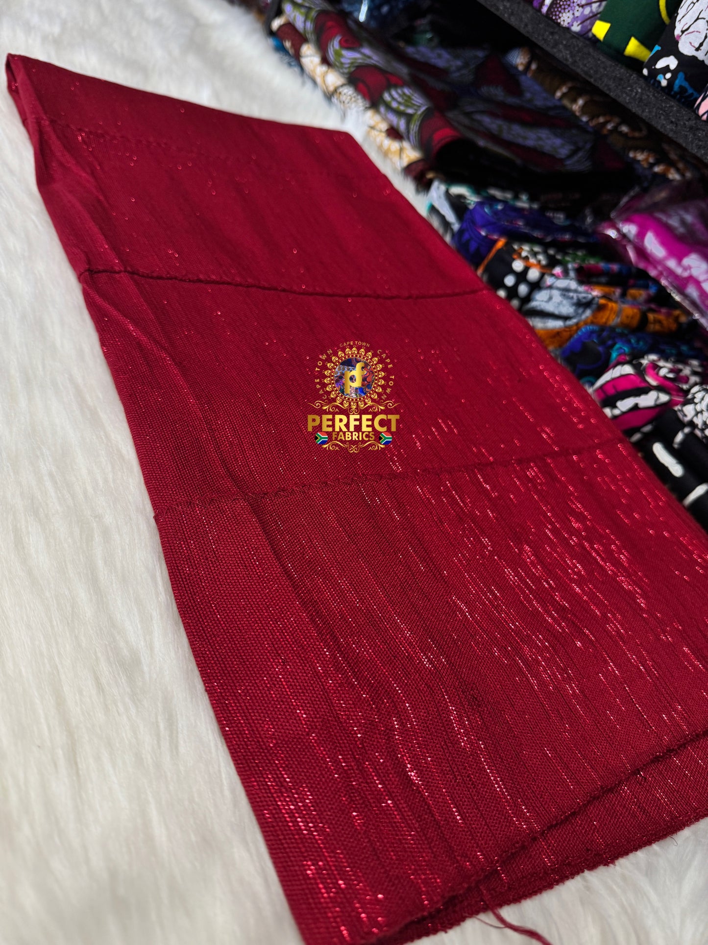 Ashanti- Maroon Shimmery Plain Kente