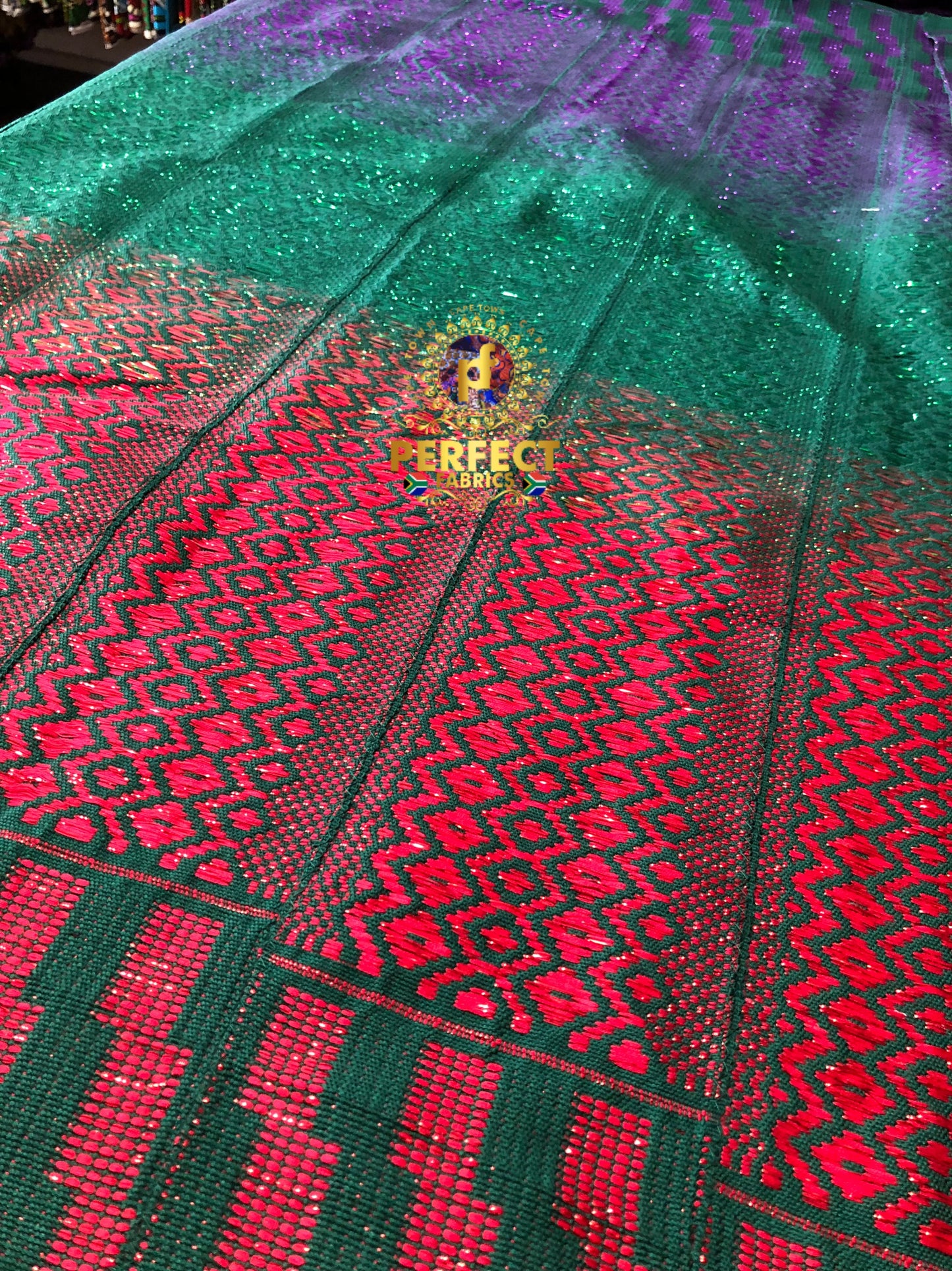 Green, Purple & Pink Ombré Pattern Kente