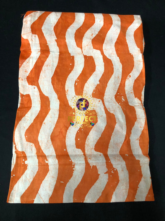 Orange & White Cotton Adire