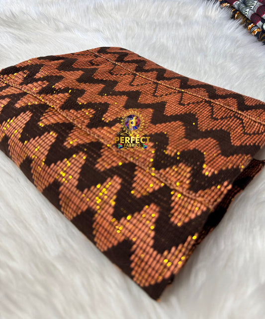 Brown & Peach Ashanti Kente