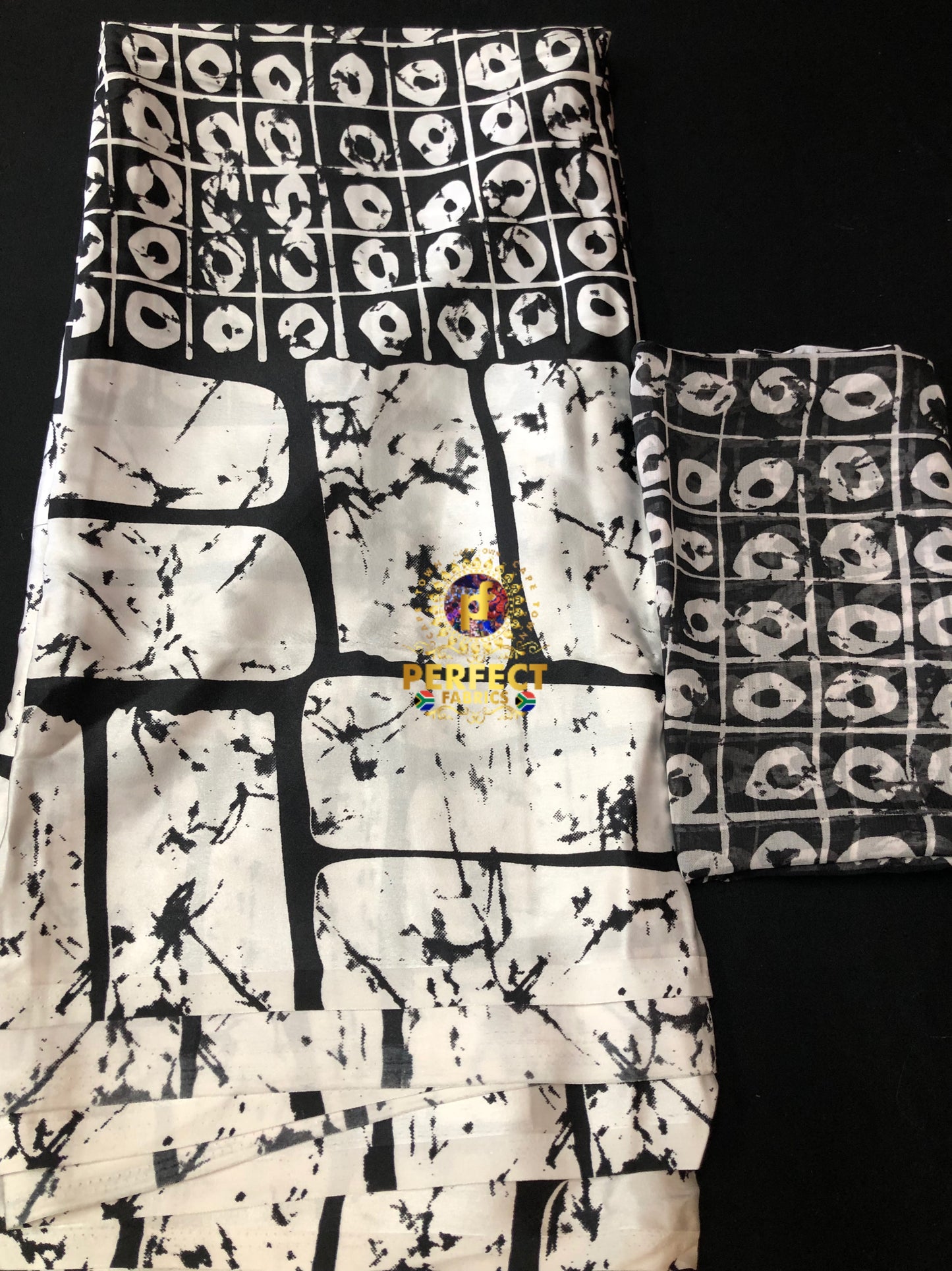 Black & White Adire Silk Set