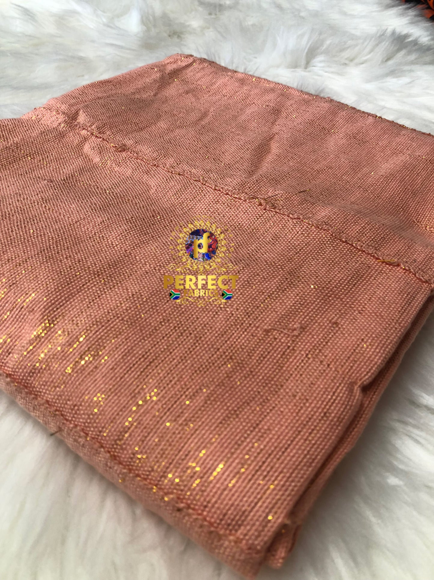 Ashanti - Peach Shimmery Plain Kente