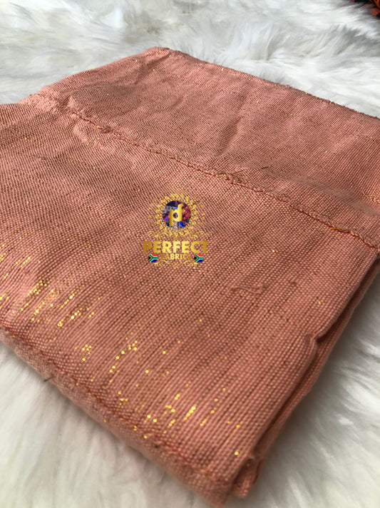 Ashanti - Peach Shimmery Plain Kente