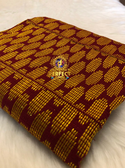 Maroon & Gold Ashanti Kente