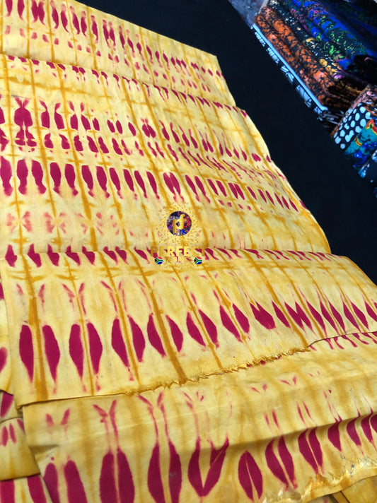 Yellow & Red Cotton Adire