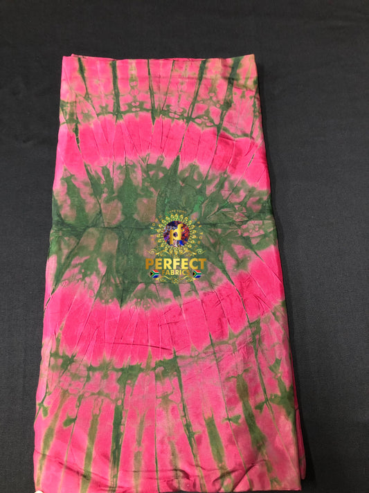 Pink & Green Silk Adire