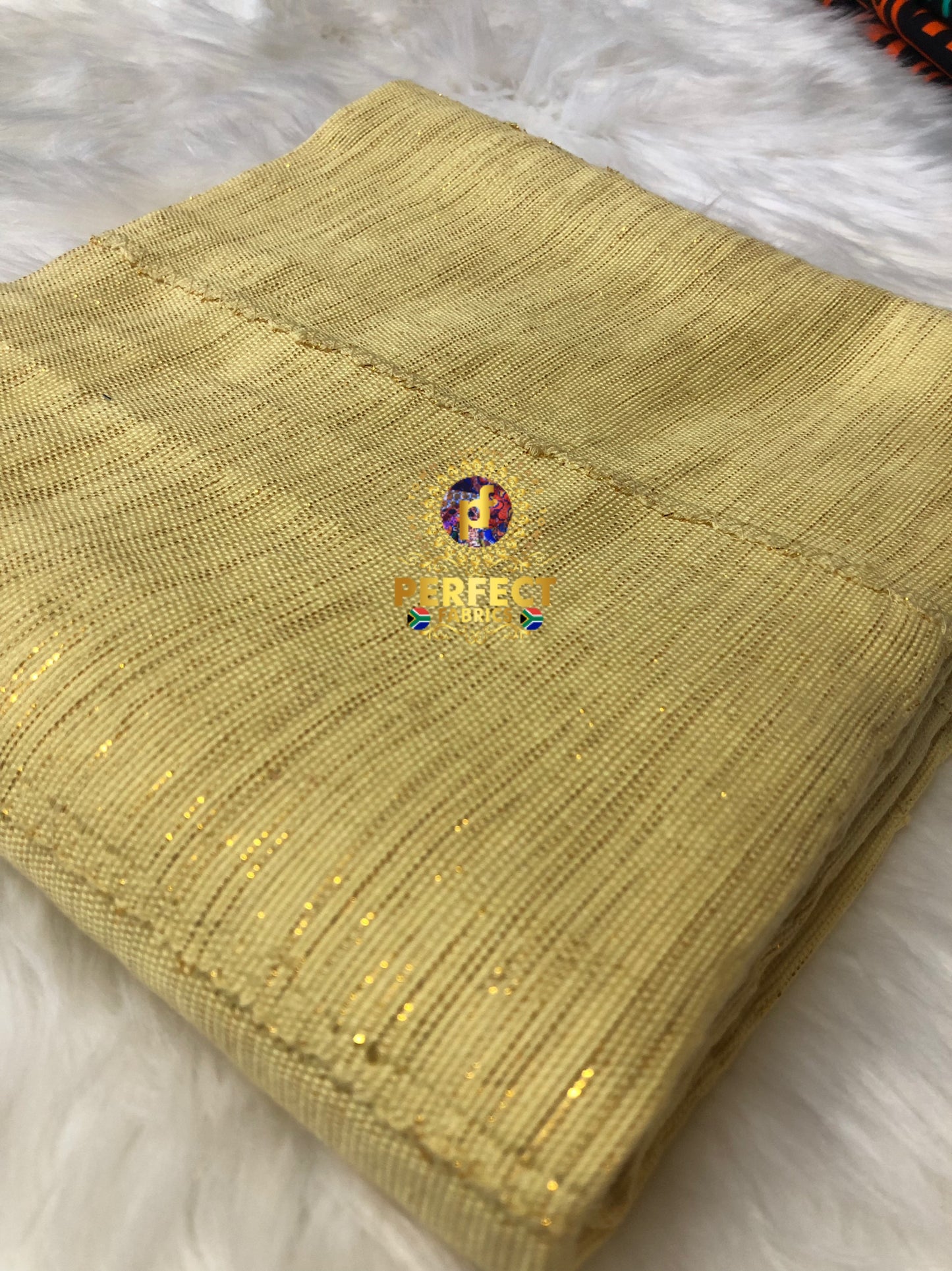 Ashanti- Butter Yellow Shimmery Plain Kente