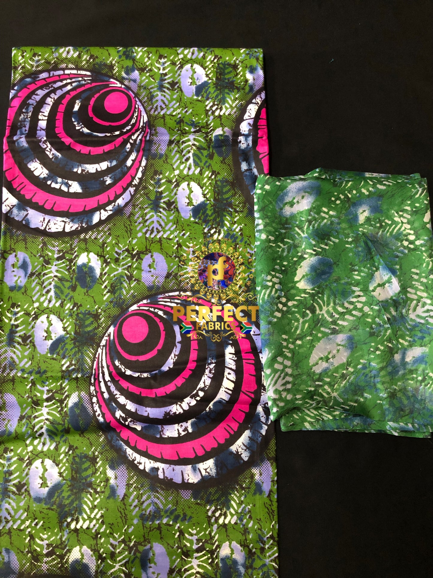 Green & Pink Ankara & Chiffon Set