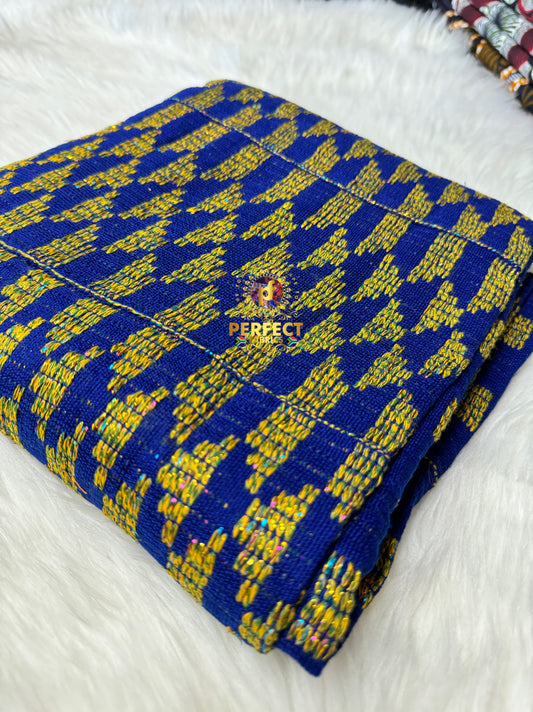 Blue With Mixed Gold Ashanti Kente