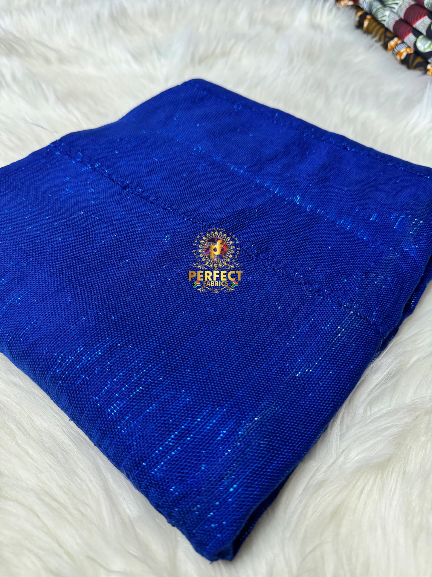 Ashanti- Blue Shimmery Plain Kente