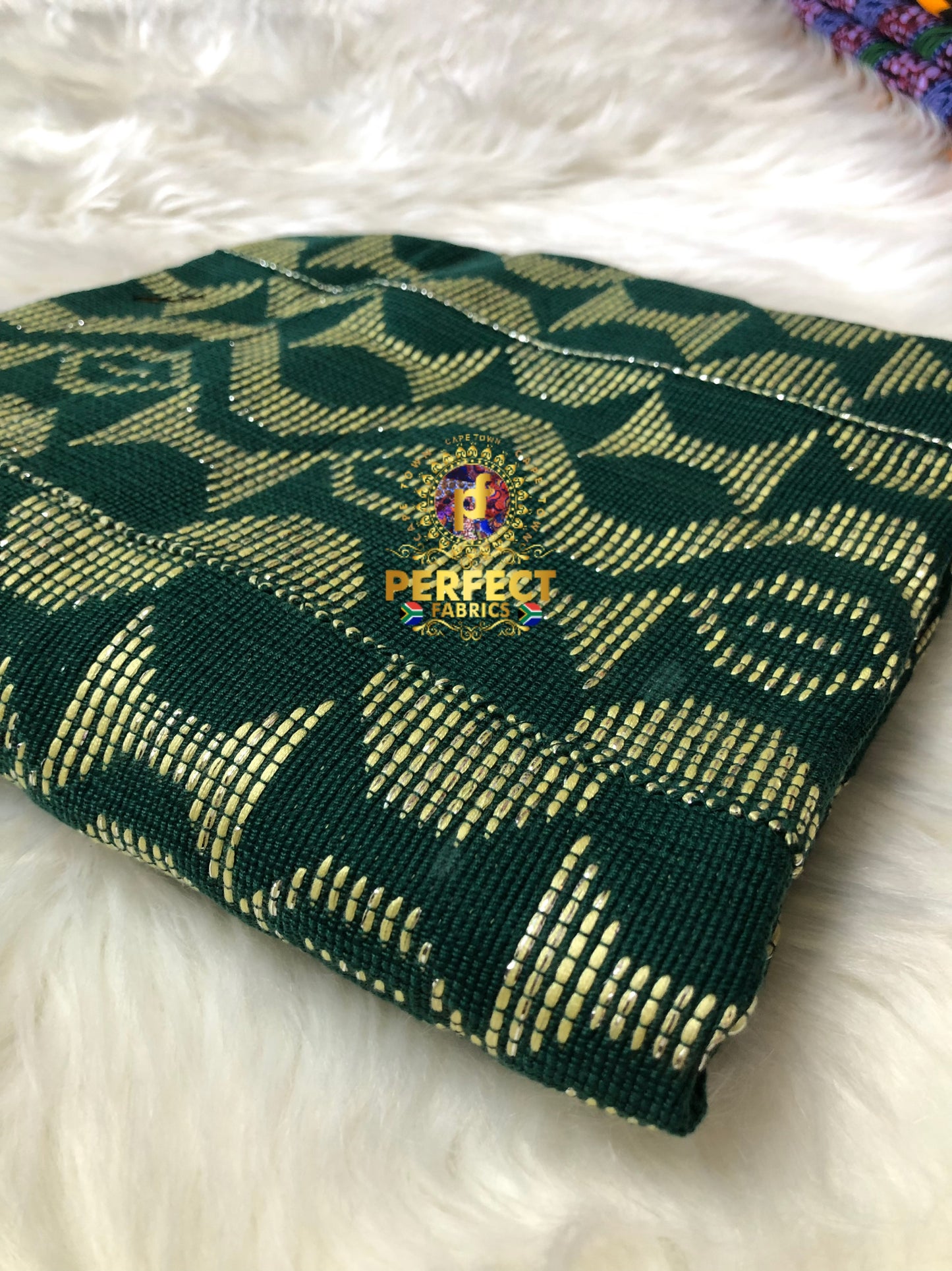Green & Butter Cream Ashanti Kente