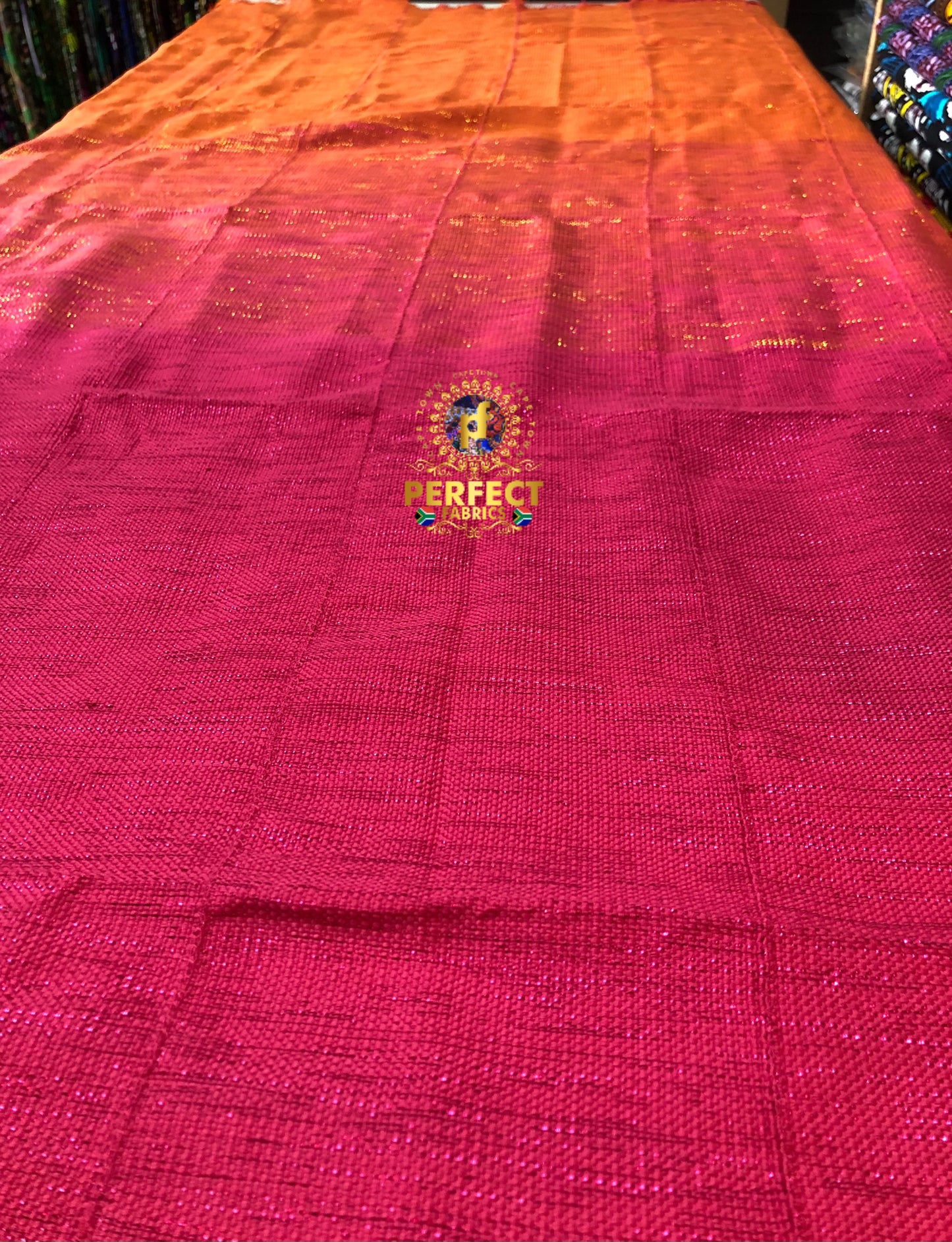 Pink & Orange Ombré Shimmery Plain Kente