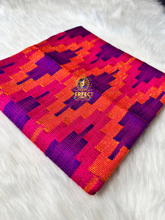 Pink, Purple & Orange Ashanti Kente