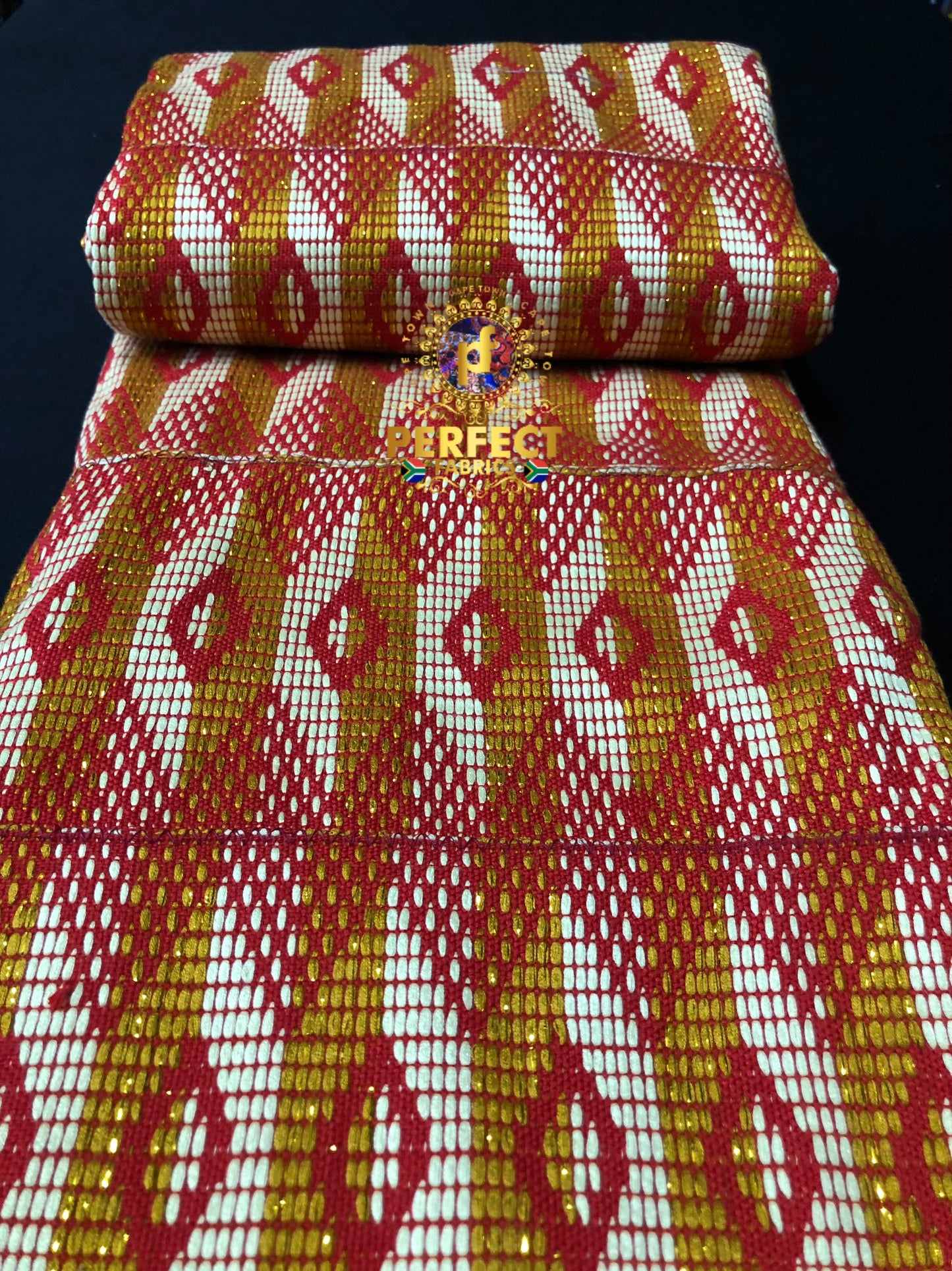 Red, Cream & Gold Kente