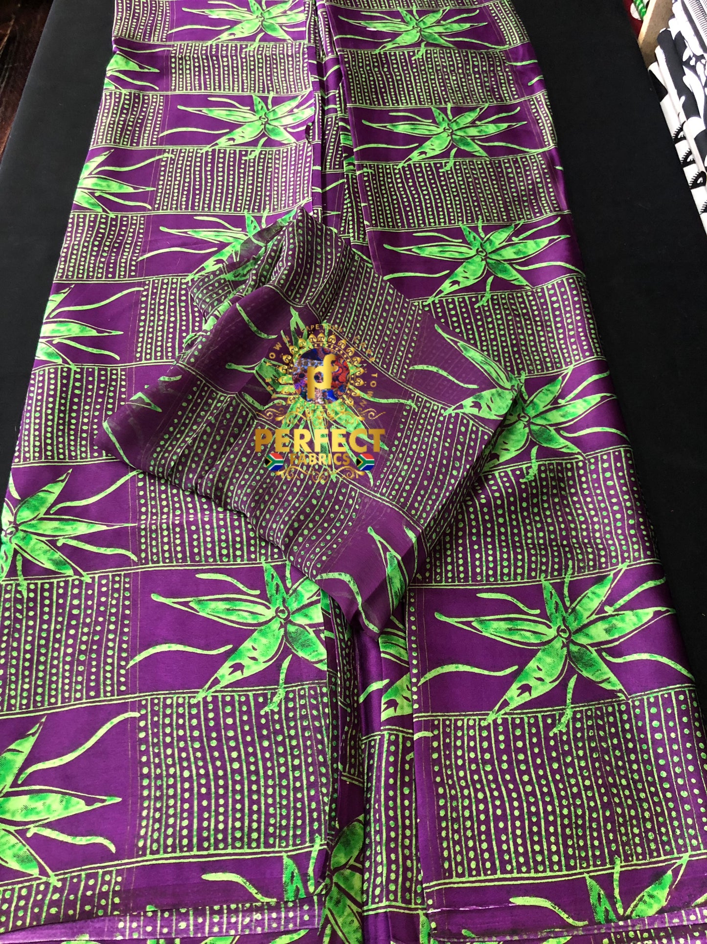 Purple & Green Adire Silk Set