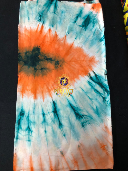 Blue & Orange Silk Adire