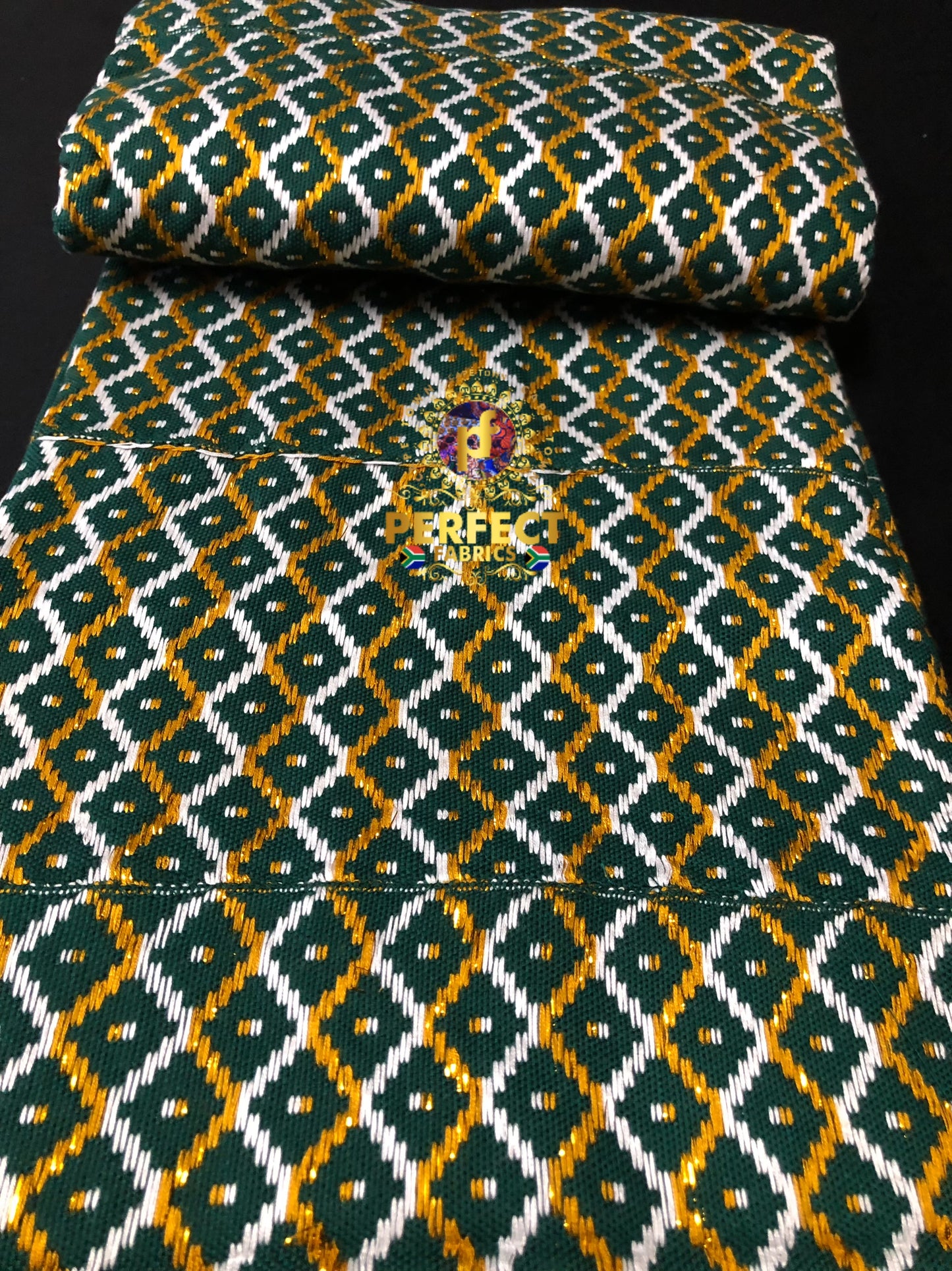 Green, White & Gold Ashanti Kente