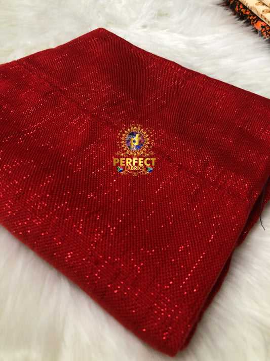 Ashanti- Red Shimmery Plain Kente