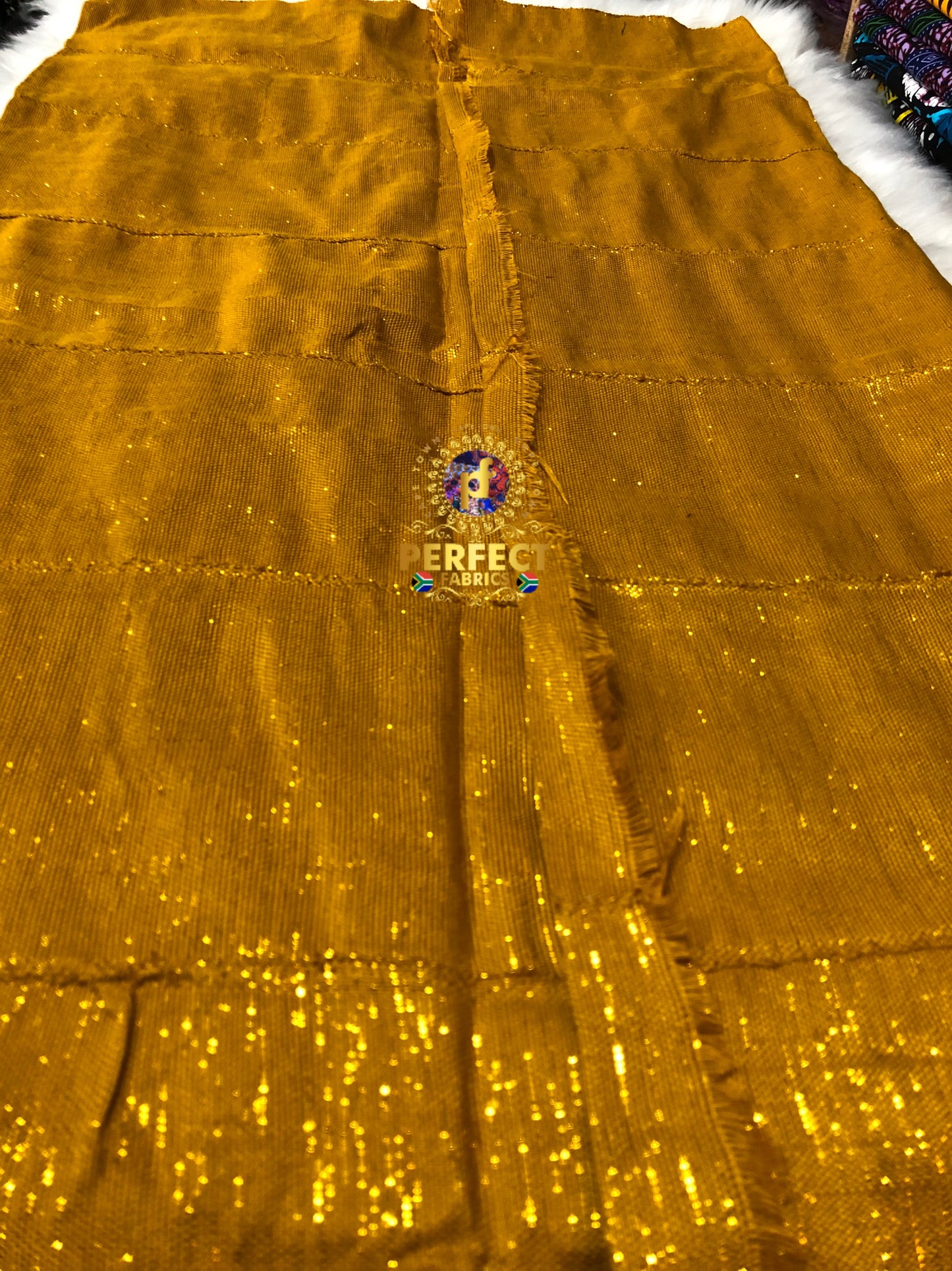 Ashanti- Gold Shimmery Plain Kente