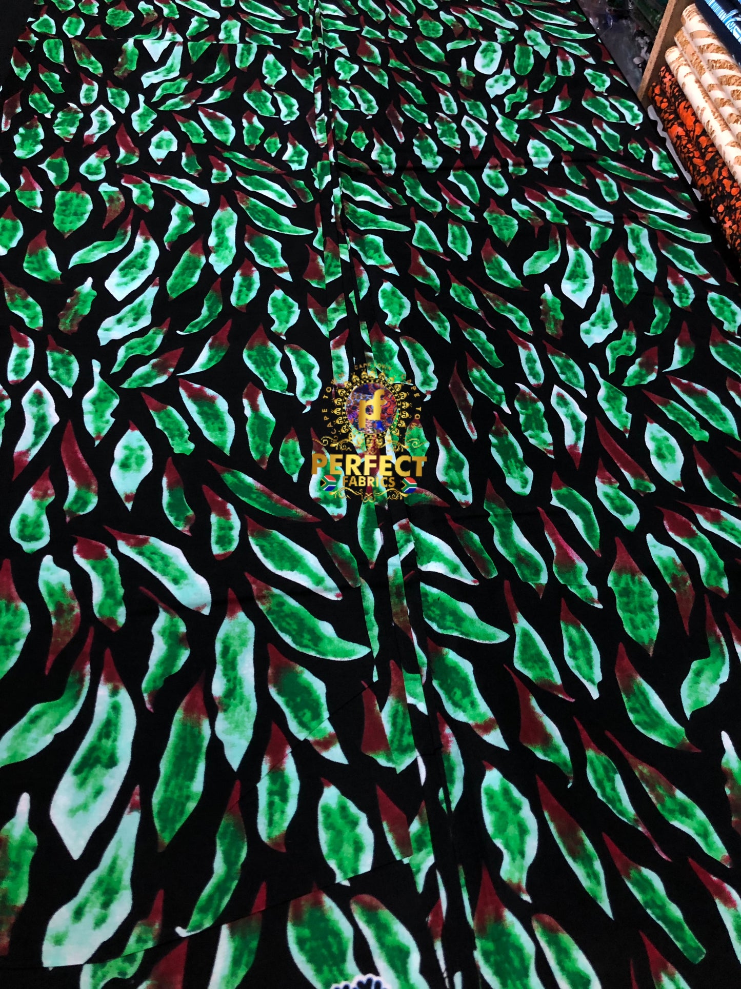 Green & Maroon Cotton Ankara