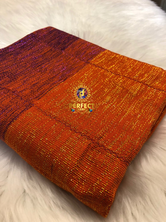 Purple & Orange Ombre Shimmer Plain Kente