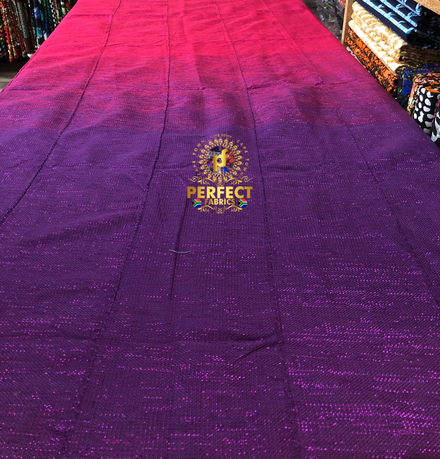 Purple & Pink Ombré Shimmery Plain Kente