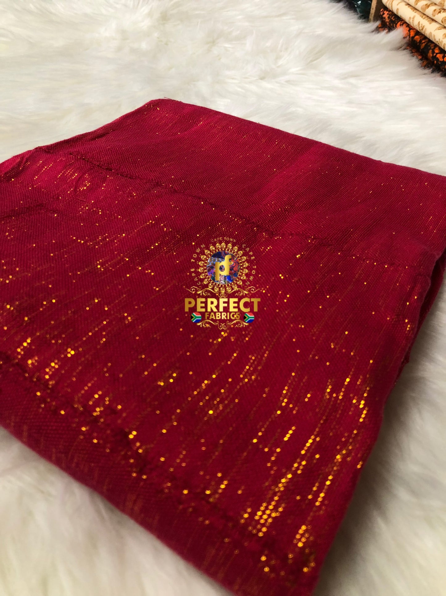 Ashanti- Deep Pink with Gold Shimmery Plain Kente