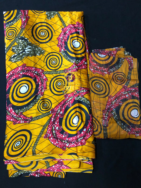Gold & Pink Floral Ankara Silk Set