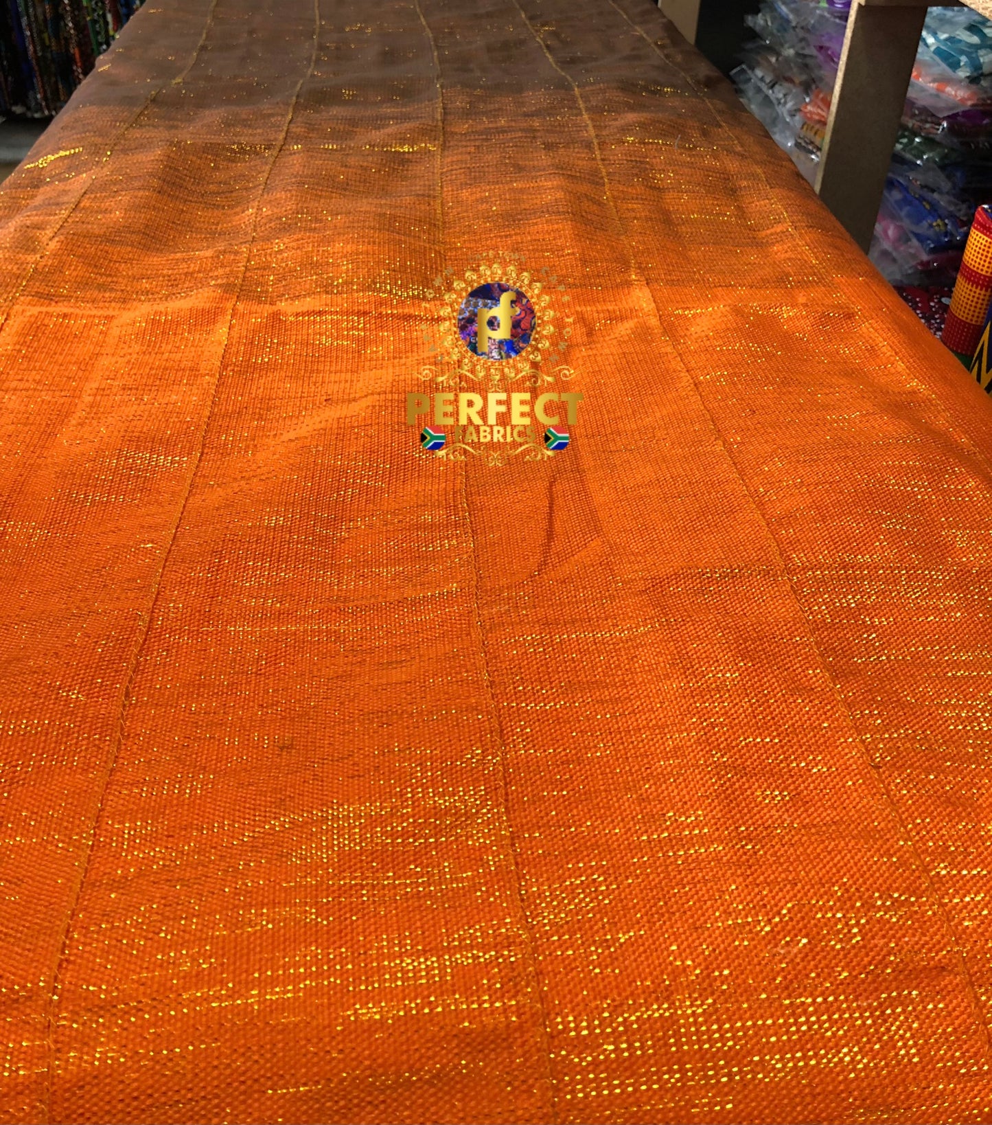 Orange & Brown Ombré Shimmery Plain Kente
