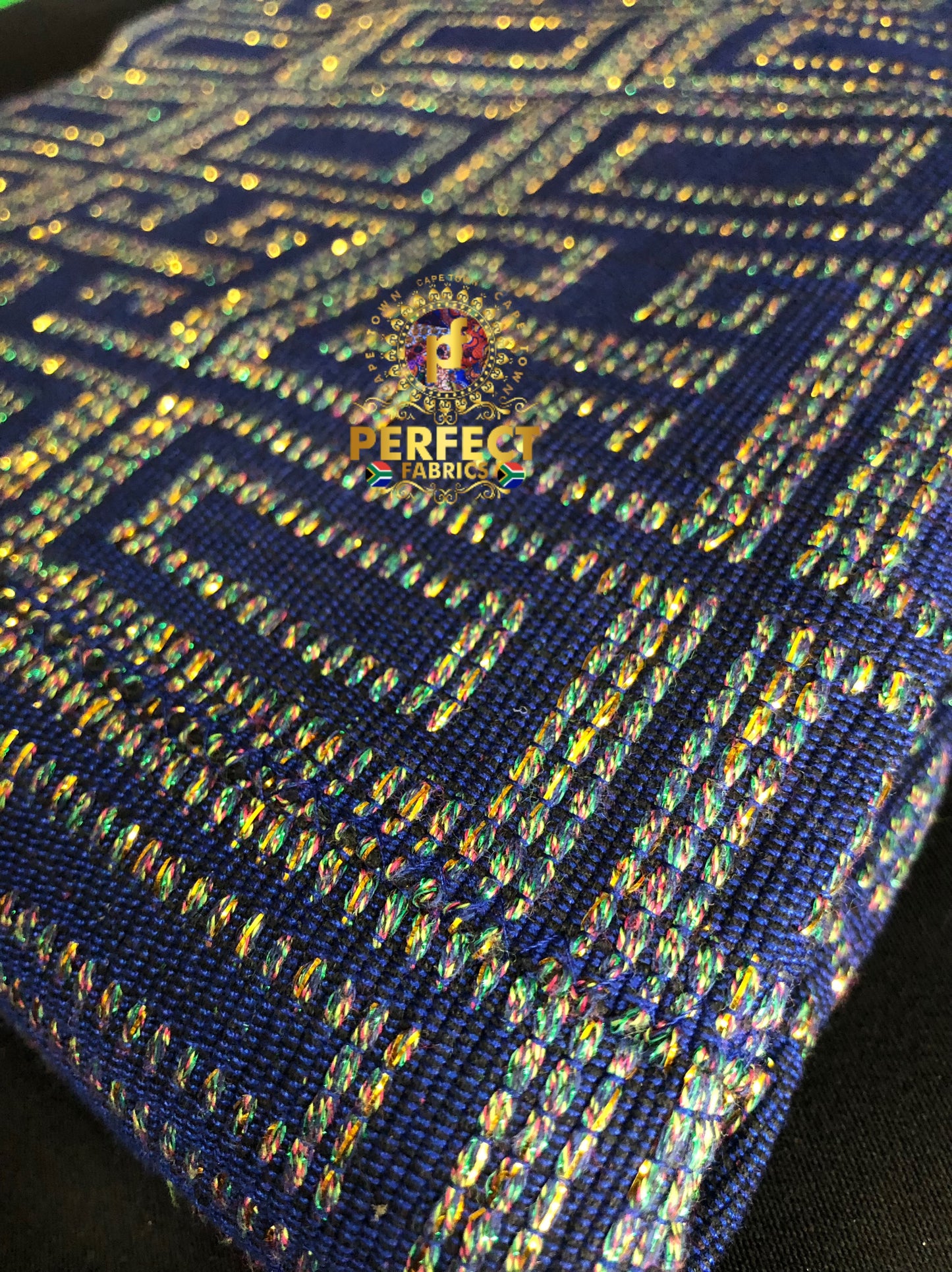 Dark Blue & Gold woven Kente