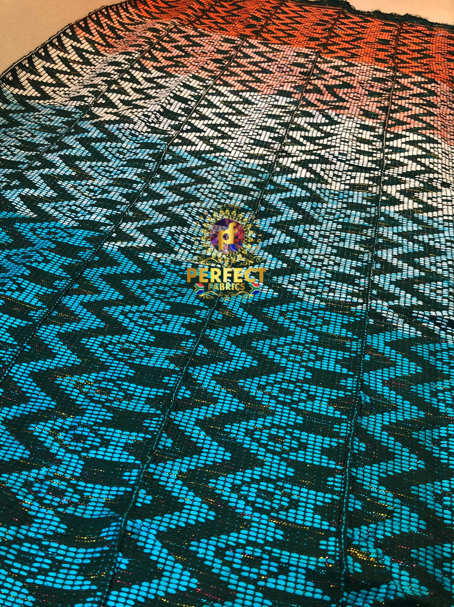 Peach & Blue Tones Ombre Ashanti Kente