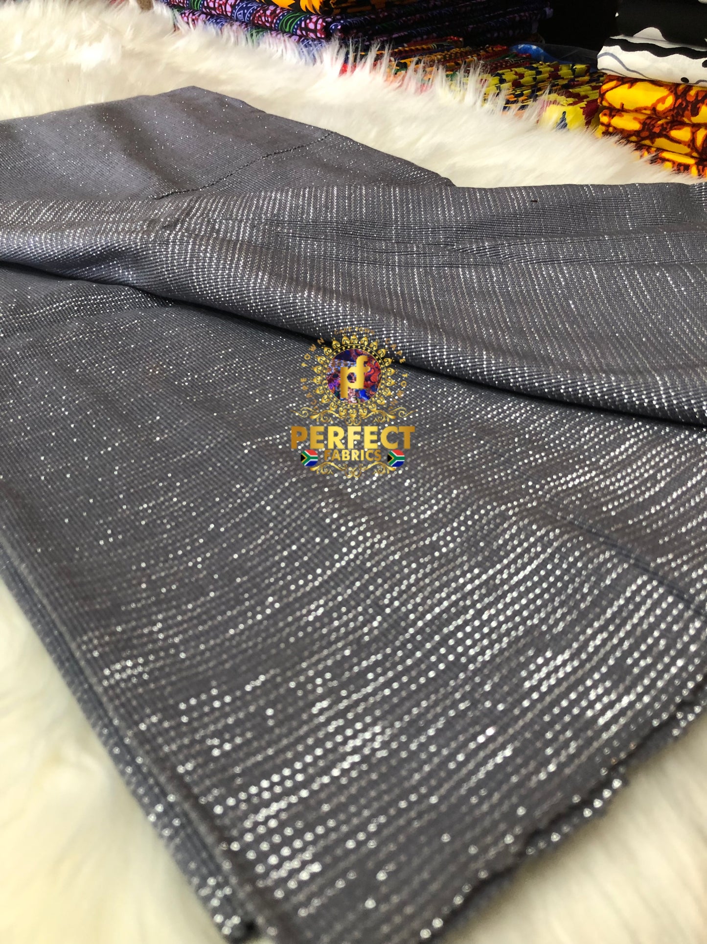 Fugu- Gray Shimmery Plain Kente