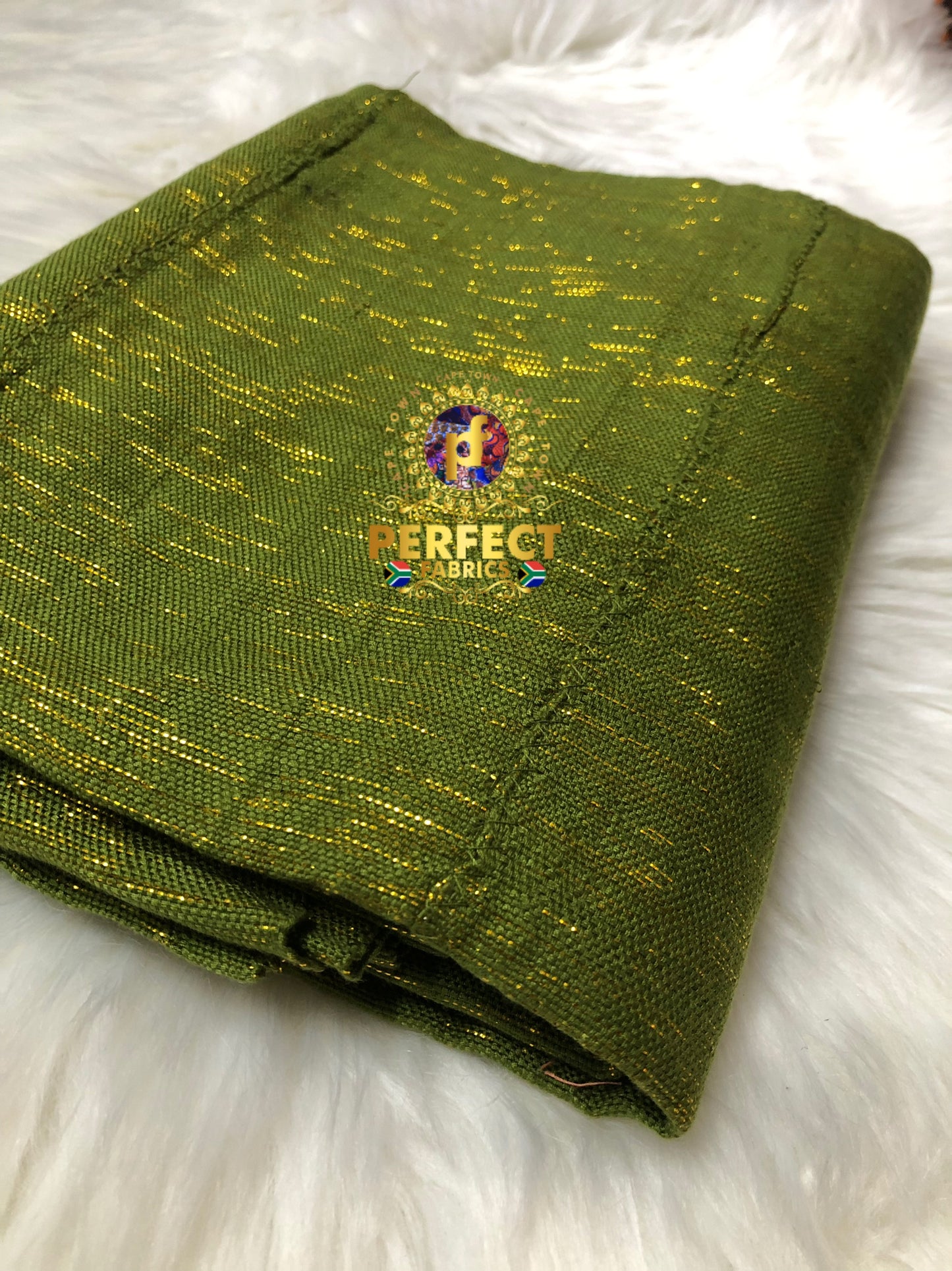 Ashanti - Olive with Gold Shimmery Plain