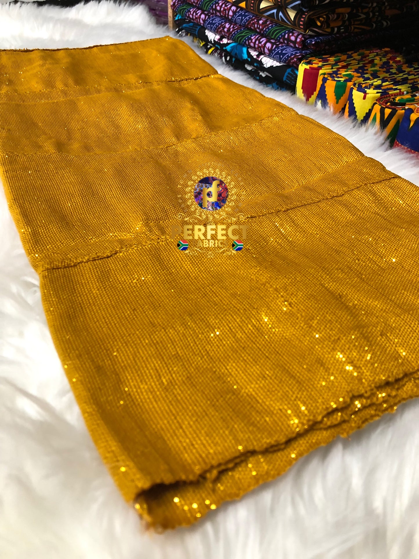 Ashanti- Gold Shimmery Plain Kente