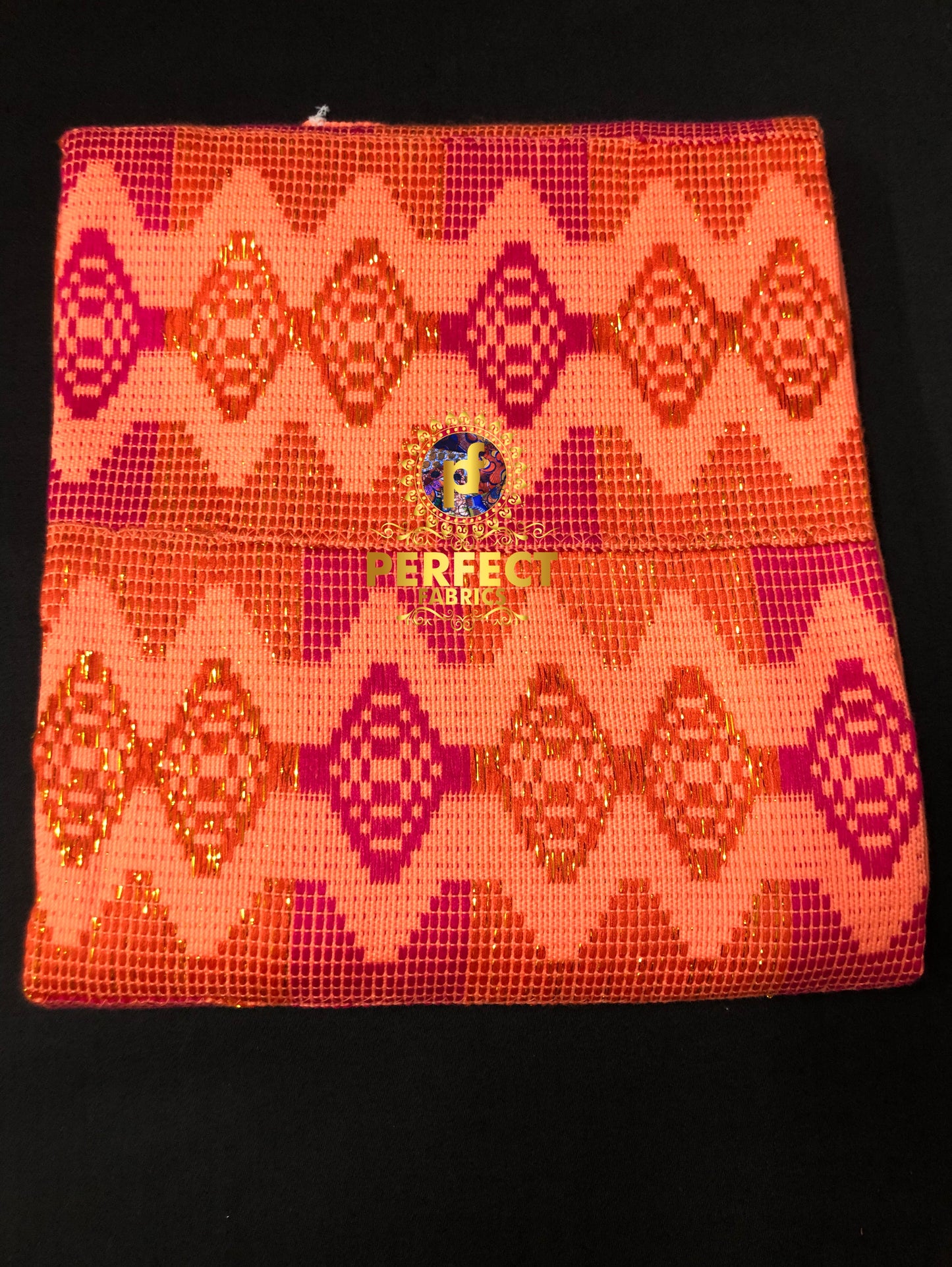 Pink & Burnt Orange Ashanti Kente